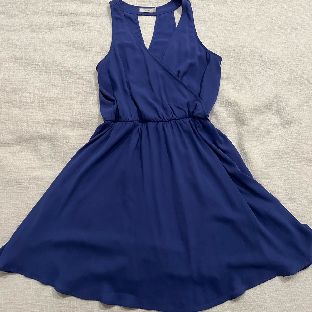 Lush Blue V Neck Dress